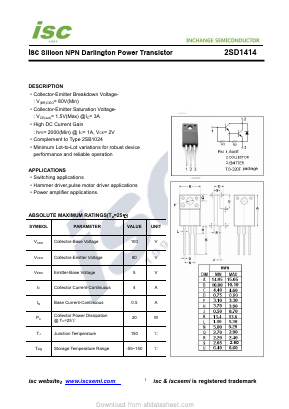 2SD1414 Datasheet PDF Inchange Semiconductor