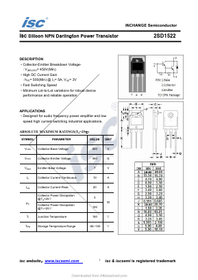 D1522 Datasheet PDF Inchange Semiconductor