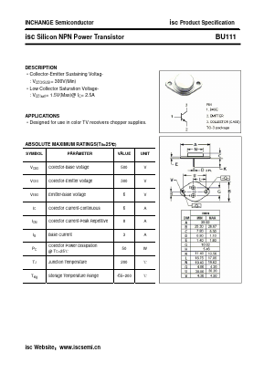 BU111 Datasheet PDF Inchange Semiconductor