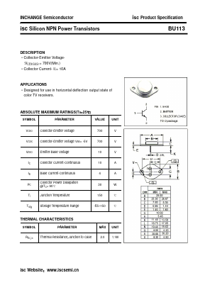 BU113 Datasheet PDF Inchange Semiconductor
