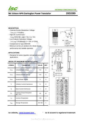 2SD2589 Datasheet PDF Inchange Semiconductor
