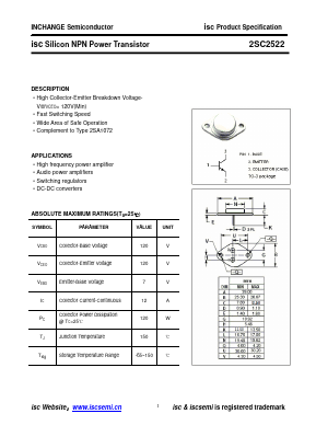 2SC2522 Datasheet PDF Inchange Semiconductor