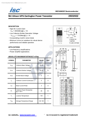 2SD2022 Datasheet PDF Inchange Semiconductor