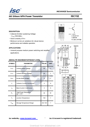 ISC152 Datasheet PDF Inchange Semiconductor
