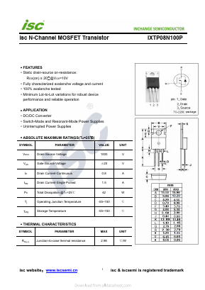 IXTP08N100P Datasheet PDF Inchange Semiconductor