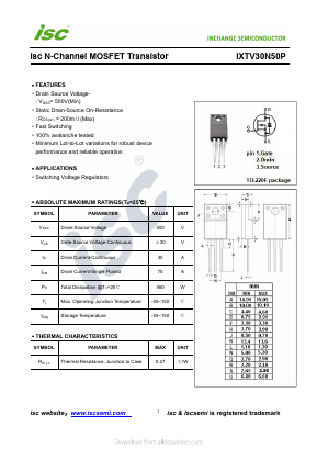 IXTV30N50P Datasheet PDF Inchange Semiconductor
