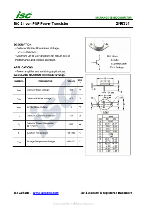 2N6331 Datasheet PDF Inchange Semiconductor