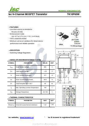 TK10P60W Datasheet PDF Inchange Semiconductor