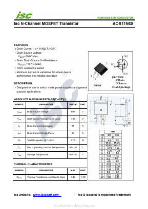 AOB11N60 Datasheet PDF Inchange Semiconductor