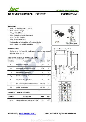 SUD35N10-26P Datasheet PDF Inchange Semiconductor