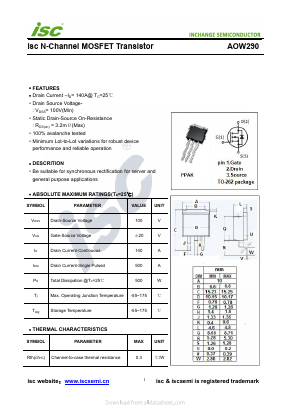 AOW290 Datasheet PDF Inchange Semiconductor