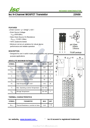 23N50 Datasheet PDF Inchange Semiconductor
