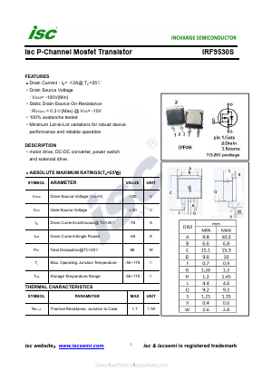 IRF9530S Datasheet PDF Inchange Semiconductor