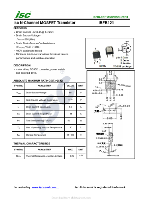 IRFR121 Datasheet PDF Inchange Semiconductor