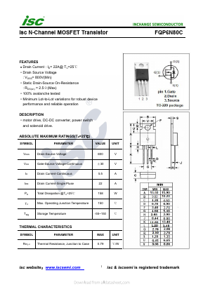 FQP6N80C Datasheet PDF Inchange Semiconductor