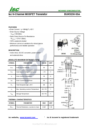 BUK9230-55A Datasheet PDF Inchange Semiconductor