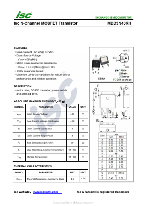 MDD3N40RH Datasheet PDF Inchange Semiconductor
