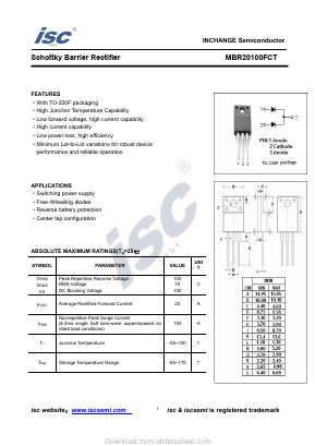MBR20100FCT Datasheet PDF Inchange Semiconductor