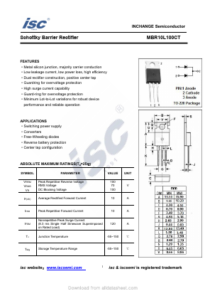 MBR10L100CT Datasheet PDF Inchange Semiconductor