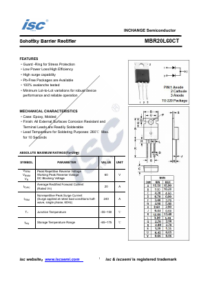 MBR20L60CT Datasheet PDF Inchange Semiconductor