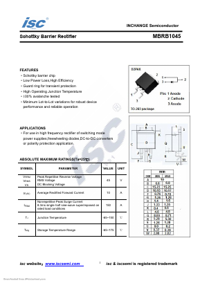 MBRB1045 Datasheet PDF Inchange Semiconductor
