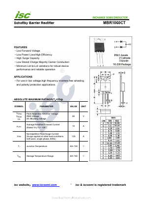 MBR1060CT Datasheet PDF Inchange Semiconductor