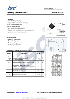 MBR10100CS Datasheet PDF Inchange Semiconductor