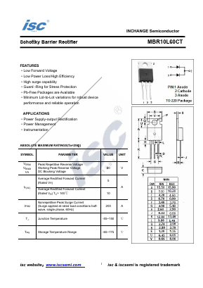 MBR10L60CT Datasheet PDF Inchange Semiconductor