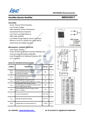 MBR2090CT Datasheet PDF Inchange Semiconductor