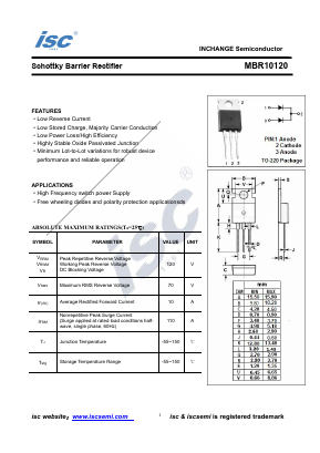 MBR10120 Datasheet PDF Inchange Semiconductor