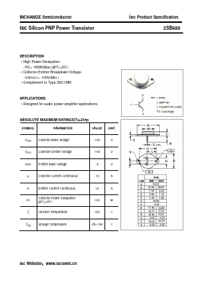 2SB680 Datasheet PDF Inchange Semiconductor