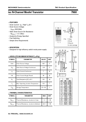 7N60 Datasheet PDF Inchange Semiconductor