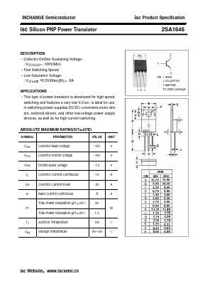 2SA1646 Datasheet PDF Inchange Semiconductor