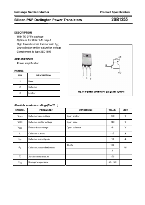 2SB1255 Datasheet PDF Inchange Semiconductor
