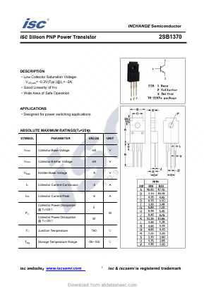 2SB1370 Datasheet PDF Inchange Semiconductor