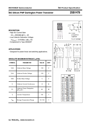 B1478 Datasheet PDF Inchange Semiconductor