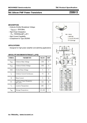 2SB613 Datasheet PDF Inchange Semiconductor