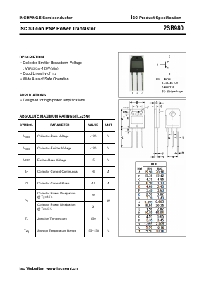 B980 Datasheet PDF Inchange Semiconductor
