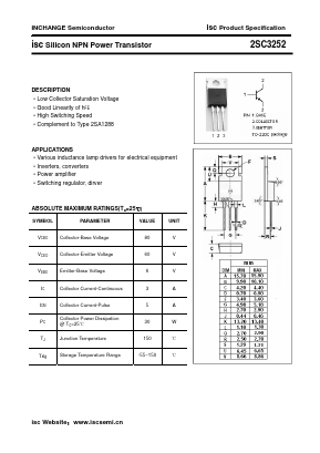 2SC3252 Datasheet PDF Inchange Semiconductor