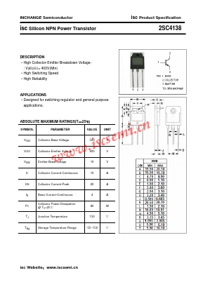 2SC4138 Datasheet PDF Inchange Semiconductor