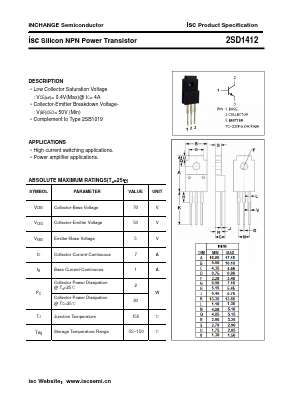 2SD1412 Datasheet PDF Inchange Semiconductor