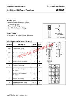 2SD1531 Datasheet PDF Inchange Semiconductor