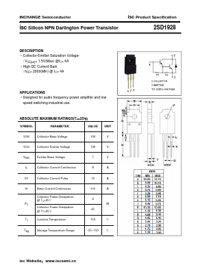 2SD1928 Datasheet PDF Inchange Semiconductor