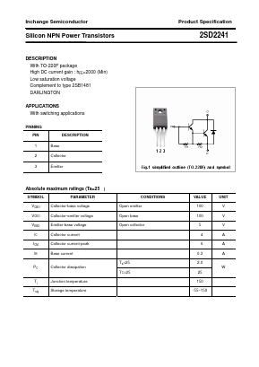 2SD2241 Datasheet PDF Inchange Semiconductor