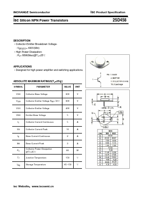 2SD458 Datasheet PDF Inchange Semiconductor
