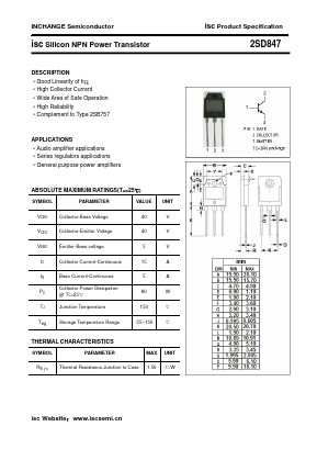 D847 Datasheet PDF Inchange Semiconductor