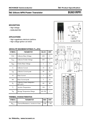 BU931RPFI Datasheet PDF Inchange Semiconductor