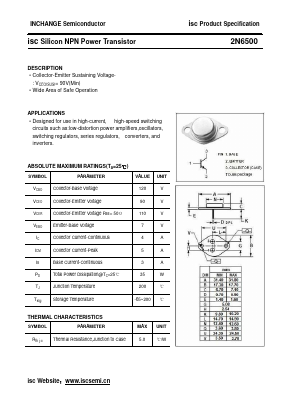2N6500 Datasheet PDF Inchange Semiconductor