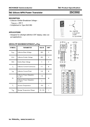 2SC3502 Datasheet PDF Inchange Semiconductor