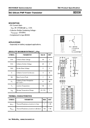 BD330 Datasheet PDF Inchange Semiconductor